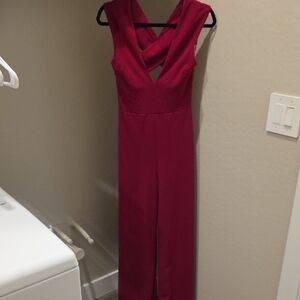 Pink Lily Deep Red Jumpsuit